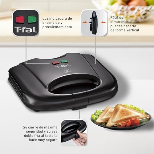 Sandwichera T-fal Negra con Recubrimiento Antiadherente para 2 Porciones