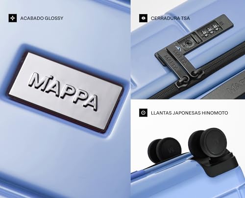 Mappa Lite - Maleta de Viaje Rígida y Ligera con 3 Años de Garantía, Hecha de Makrolon y ABS, 4 Ruedas Giratorias 360 con Tecnología Japonesa Hinomoto, Candado TSA, Correas Ajustables