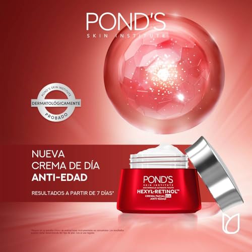 PONDS Crema Facial Antiedad Día Age Miracle Ultimate Youth con Hexyl-Retinol para una piel más firme, luminosa y joven, disminuye las líneas de expresión y las manchas* 50 g