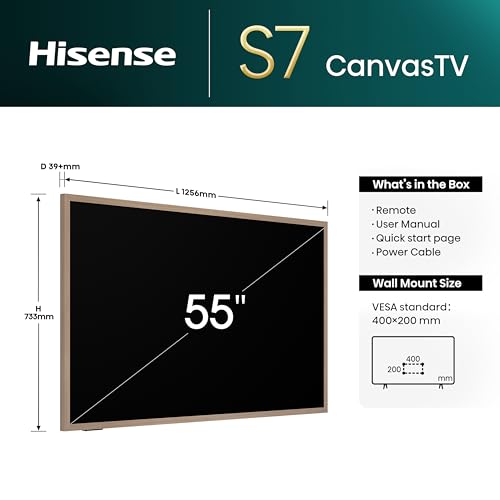 Hisense Pantalla de 55" Canvas TV S7N - Modo Arte,UltraSlim Wall Mount,4K Quantum Dot Color (2025)