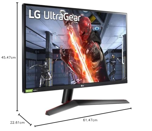 LG 27GN800-B Ultragear Monitor para juegos de 27 pulgadas QHD (2560 x 1440), visualización IPS, tiempo de respuesta IPS de 1 ms (GtG), tasa de actualización de 144 Hz, compatible con NVIDIA G-SYNC, AMD FreeSync Premium, negro