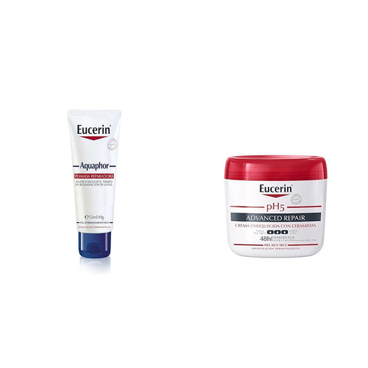 Eucerin Aquaphor Loción Corporal Piel Extra Seca, 50ml + Crema Intensiva Ph5 Advanced Repair, 450 Ml, color, 450 ml, pack of/paquete de