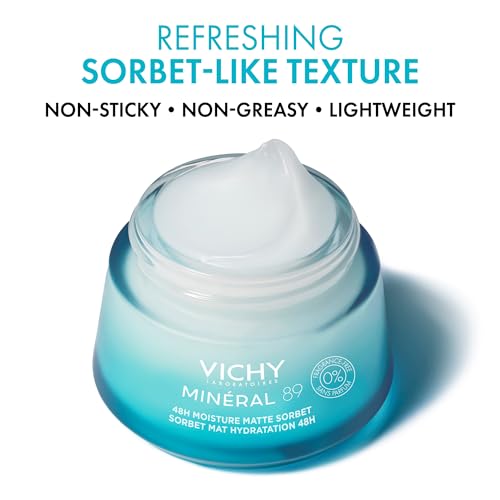 Vichy Minéral 89 Aqua Gel - Hidratante facial para piel grasa | Hidratante matificante | Ácido hialurónico + niacinamida + ácido salicílico | Control de brillo | Gel hidratante refrescante no