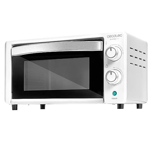 Cecotec Horno de sobremesa Bake&Toast 1090 White, 10 l, 1000 W, temporizador 60 min, temperatura regulable hasta 230 °C, bandeja para hornear, parrilla y pinzas.