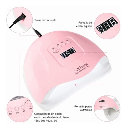 VOICEPTT - Lámpara UV para Uñas, 80W 36LED Secador de Uñas Profesional UV Lámpara de Uñas LED con 4 Ajustes de Temporizador, Pantalla LCD
