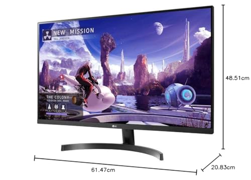 LG 27QN600-B visualización IPS de 27 Pulgadas QHD (2560 x 1440) con FreeSync, sRGB 99% Gama de Colores, HDR10 con un diseño virtualmente sin Bordes de 3 Lados, Color Negro
