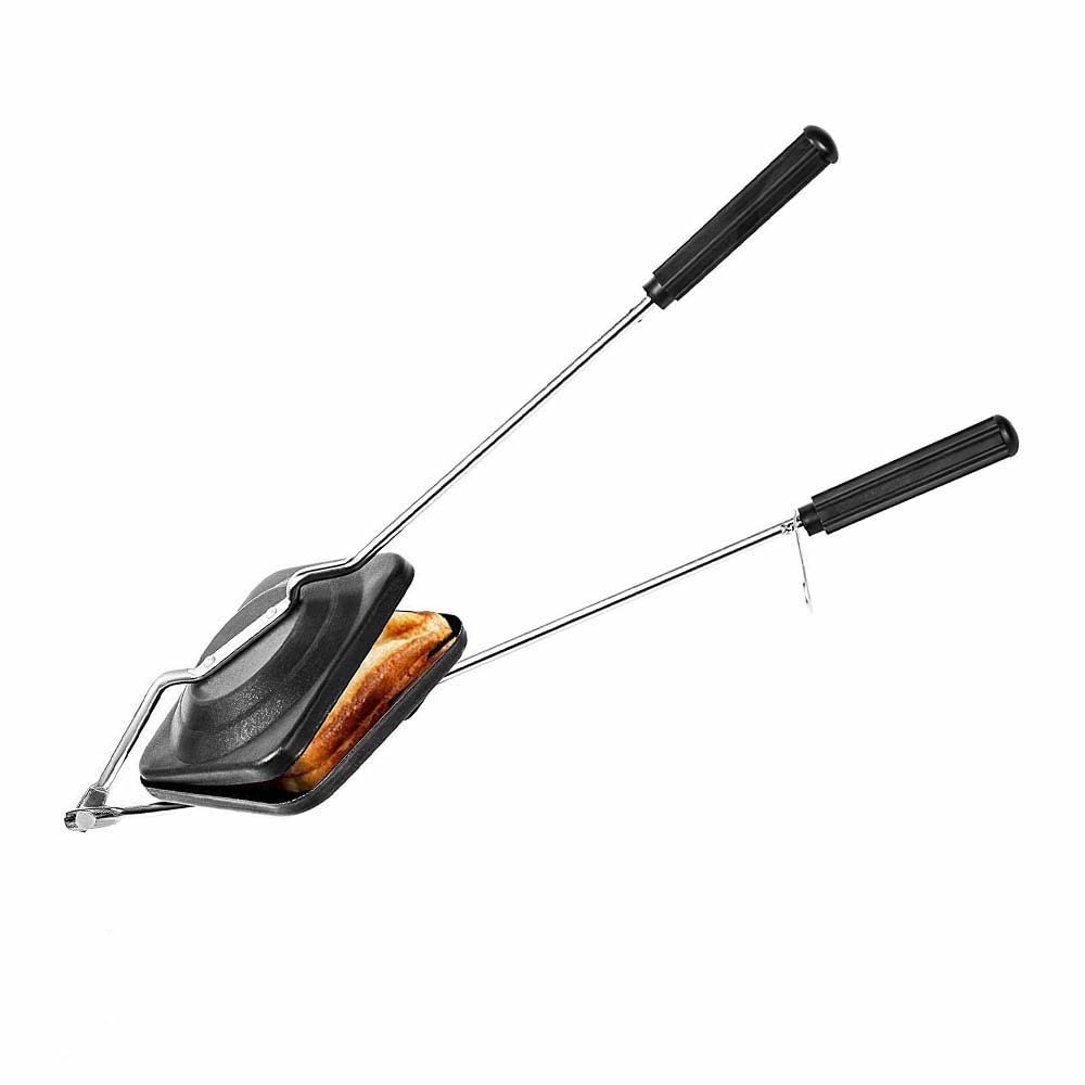 AnNafi® Sandwichera | Parrilla de prensa de sándwiches para gas y estufa, sartén antiadherente para sándwiches de queso a la parrilla calientes y crujientes y cubano, platillo volador de hierro fundido fácil de usar para fogatas exteriores