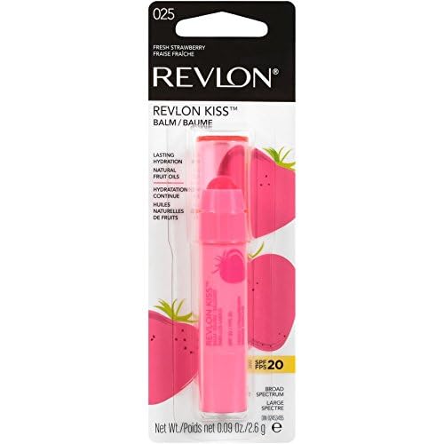 Bálsamo labial de Revlon, bálsamo labial tintado beso, maquillaje facial con hidratación duradera, SPF 20, infundido con aceites de frutas naturales, fresa fresca 025, 0.01 onzas