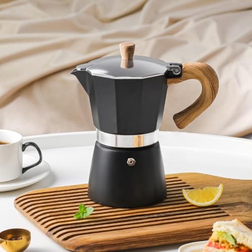 300ml Cafetera Italiana Moka Espresso, Cafetera Espresso de Aluminio para Café Moka Pot Portatil para Estufa Oficina Restaurante y Camping