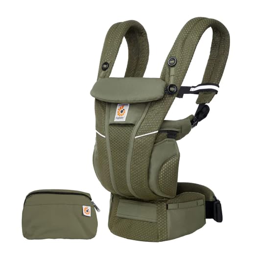 Portabebés Ergobaby Verde Oliva de Malla Transpirable con Soporte Lumbar Mejorado