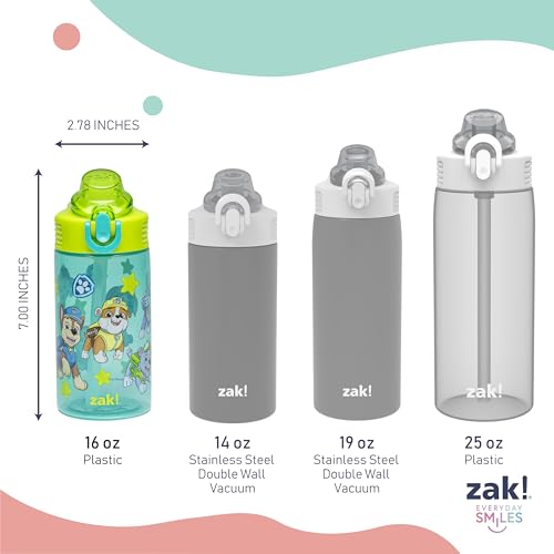 Botella de Agua Zak Designs Patrulla Canina con Popote y Mango a Prueba de Fugas para Niños