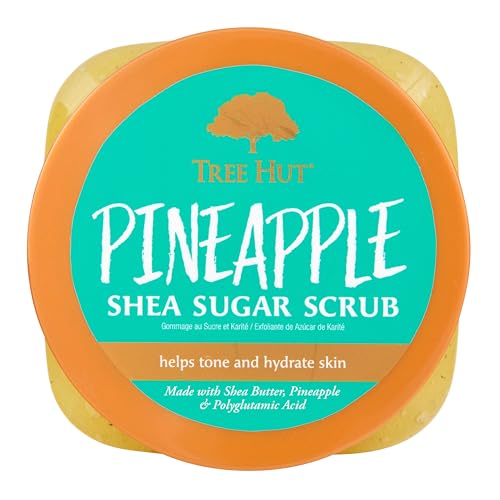 TREE HUT, Exfoliante Corporal de Azúcar Natural con Manteca de Karité y Esencia de Piña, con Ácido Poliglutámico, Exfolia e Hidrata la Piel, 510 gramos