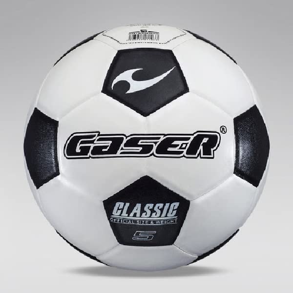 Gaser Balón Futbol Classic Laminado Mate (No. 4, Blanco con Negro)