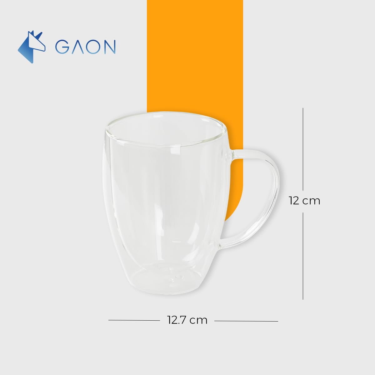 Juego de Tazas de Vidrio Termico Borosilicato para Cafe Espresso o Te con Asa Set de 2 Piezas Doble Fondo 12 Onzas
