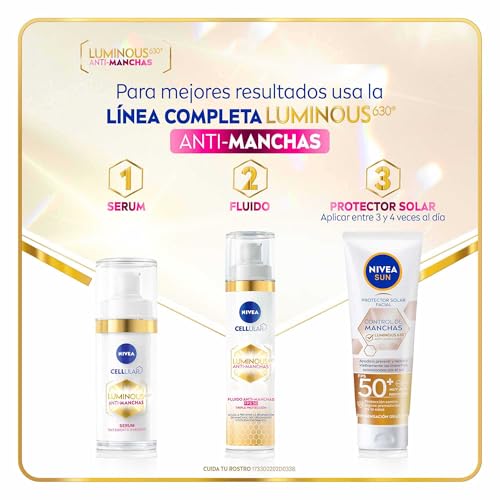 NIVEA Cellular LUMINOUS630 Fluido Facial Aclarador FPS50 | Anti-manchas y Ácido Hialurónico