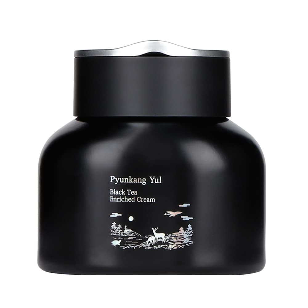 YISHIQIPyunkang Yul Black Tea Enriched Cream 60ml Korean Anti-aging face cream moisturizer for women, wrinkle care, skin brightening with Peptide and Adenosine