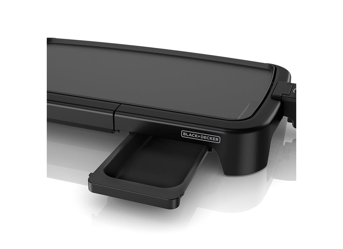 Black+decker - Plancha eléctrica tamaño familiar, Plancha con bandeja de calentamiento, Negro, 1
