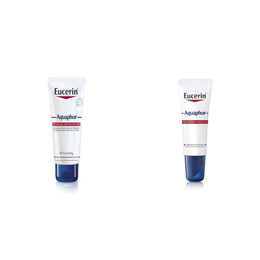 Eucerin Aquaphor Loción Corporal Piel Extra Seca, 50ml + Aquaphor Reparador De Labios Sos, 10ml, color, 10 ml, pack of/paquete de
