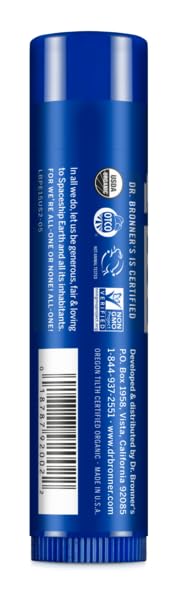 Dr. Bronner's Bálsamo Labial Orgánico Menta, Fórmula Hidratante y Refrescante con Aceites Esenciales, Pack de 6 Unidades