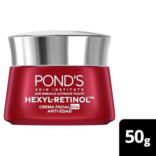 PONDS Crema Facial Antiedad Día Age Miracle Ultimate Youth con Hexyl-Retinol para una piel más firme, luminosa y joven, disminuye las líneas de expresión y las manchas* 50 g