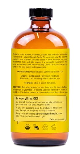 Lingtoolator ls NEW 16 fl oz Glass Bottle Castor Oil Organic Cold Pressed Unrefined Glass Bottle Pack - 100% Pure USDA Certified Organic Hexane Free