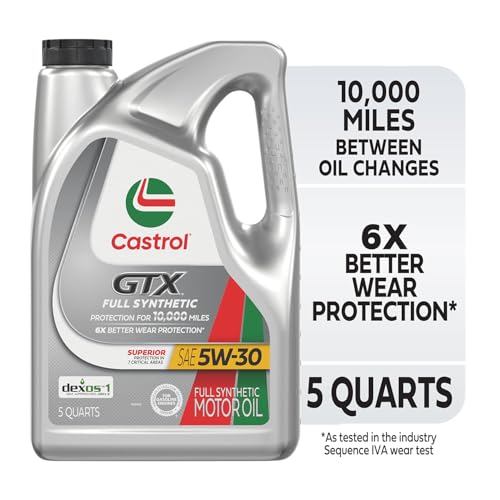 Castrol GTX - Aceite de motor sintético completo 5W-30, 5 cuartos de galón