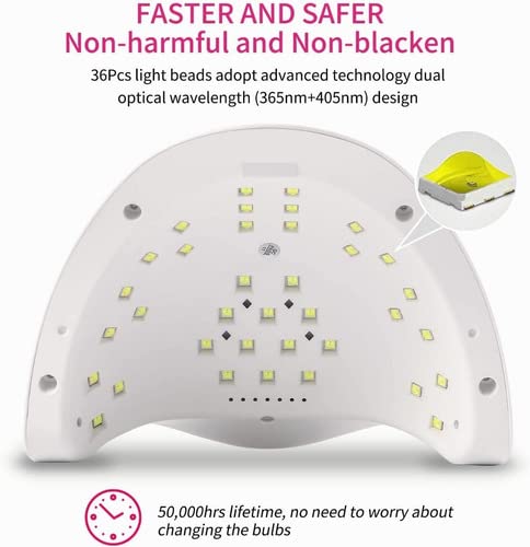 VOICEPTT - Lámpara UV para Uñas, 80W 36LED Secador de Uñas Profesional UV Lámpara de Uñas LED con 4 Ajustes de Temporizador, Pantalla LCD