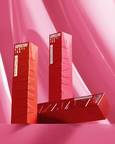 Maybelline Labial líquido brillante de larga duración, Superstay Vinyl Ink tono Edgy 165, 4.2ml