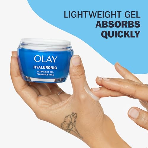 Olay Regenerist Hyaluronic Acid + Peptide 24 Gel Face Moisturizer for All Day Skin Hydration, Fragrance-Free, 1.7 oz with Niacinamide, includes Olay Whip Travel Size for Dry Skin