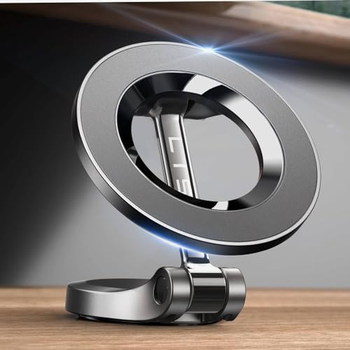 LISEN Soporte para Celular Automóvil Magsafe, 24 Imanes 360° Giratorio Base para Celular Porta Telefono Automovil Compatible con iPhone 16 15 Pro MAX 14 13 y Otros Dispositivos con Anillo Magnético