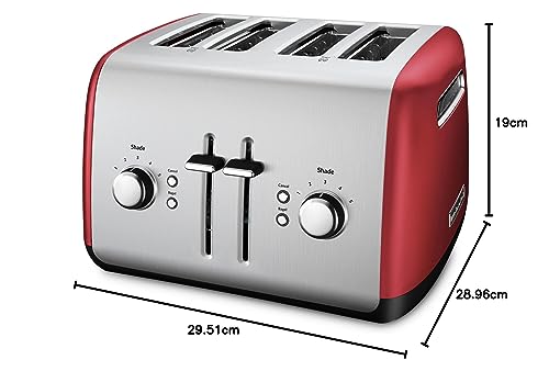 KitchenAid KMT4115 4slice(s) Rojo, Plata - Tostador (4 rebanada(s), Rojo, Plata, Acero inoxidable, 280 mm, 290 mm, 190 mm)