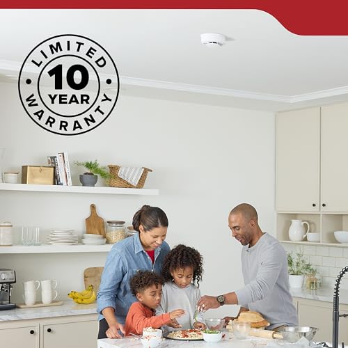 Kidde Detector de humo, alimentado por batería de 10 años, indicadores de luz LED de advertencia, paquete de 2