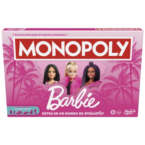 Juego de Mesa Monopoly Hasbro Gaming Rosa Barbie con Tokens de Zinc para Toda la Familia