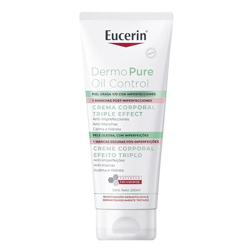 Eucerin DermoPure Triple Effect Crema Corporal (200ml) Anti-Imperfecciones, Anti-Manchas, Anti-Brillo, Calma e hidrata, ideal para piel grasa o con imperfecciones