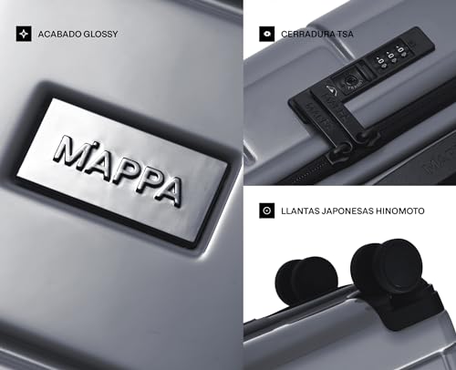 Mappa Lite - Maleta de Viaje Rígida y Ligera con 3 Años de Garantía, Hecha de Makrolon y ABS, 4 Ruedas Giratorias 360 con Tecnología Japonesa Hinomoto, Candado TSA, Correas Ajustables