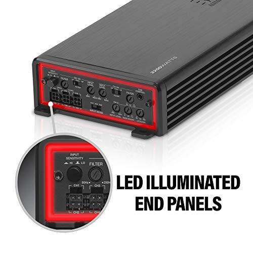 BOSS Audio Systems Elite BE2200.5D Amplificador de Coche de 5 Canales Clase D 2200 W, 2 Ohm Estable, Digital, Rango Completo, Fuente de alimentación Mosfet, Ideal para Altavoces y subwoofers