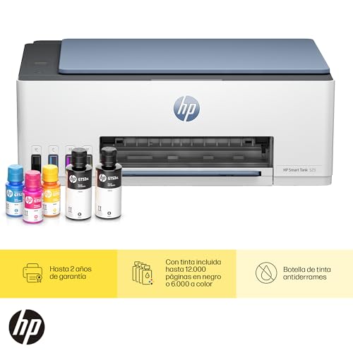 HP Impresora Multifuncional Smart Tank 525, Tinta Continua, Color, USB, Dúplex (Doble Cara) Manual, hasta 2 años de Garantía* (1F3W3A)