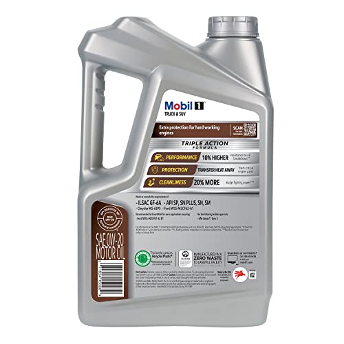 Aceite de Motor Sintético para Camiones y SUV Mobil 1 0W-20 5 Quart
