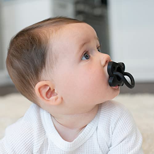 Chupete de Bebé Dr. Brown's Negro Gris Blanco Diseño Contorneado de Silicona para 0-6 Meses Paquete de 3
