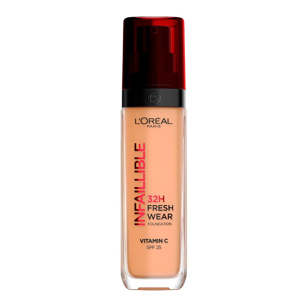 L´Oréal Paris base de maquillaje de alta cobertura luminosa y larga duración de alta cobertura, Infallible 32h Freshwear Tono 260 Golden Sun, 30ml