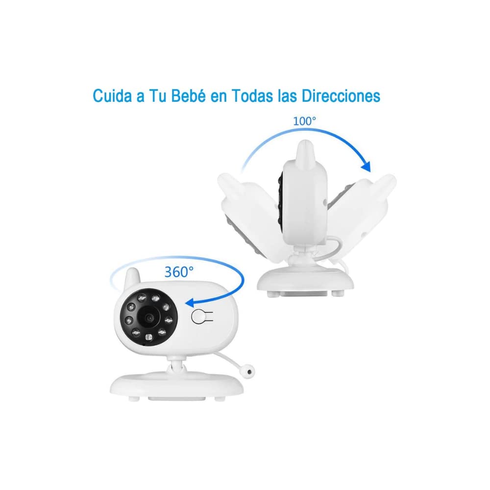 Play Around Glückluz Vigila Bebes con Cámara Bebé Monitor Inalámbrico con Pantalla de 3.5” LCD, Blanco