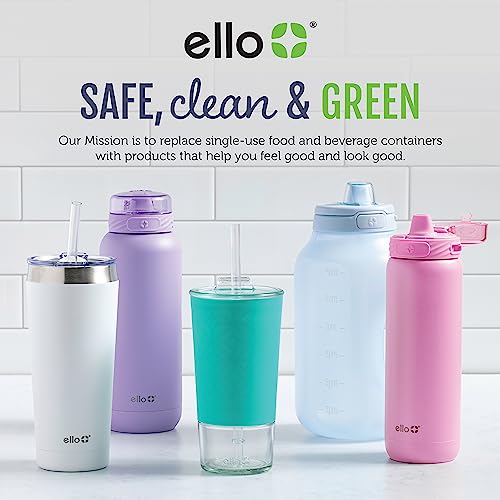 Ello Syndicate Botella de vidrio con tapa abatible para agua, 591 ml, sin BPA