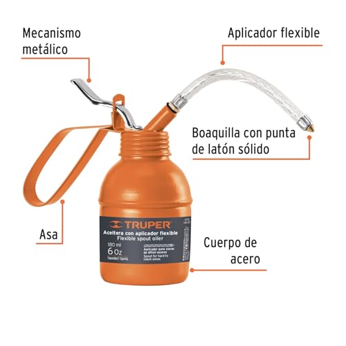 Aceitera Truper ACEF-180 Amarillo con Aplicador Flexible 180 ml