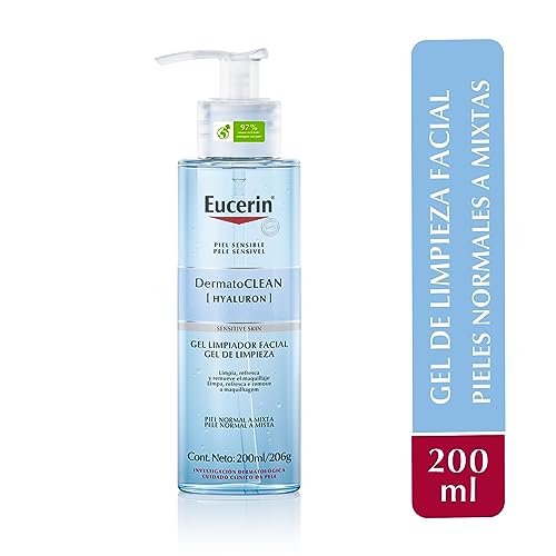 Eucerin Gel Limpiador Facial DermatoClean para piel normal a mixta, 200ml, empaque puede variar