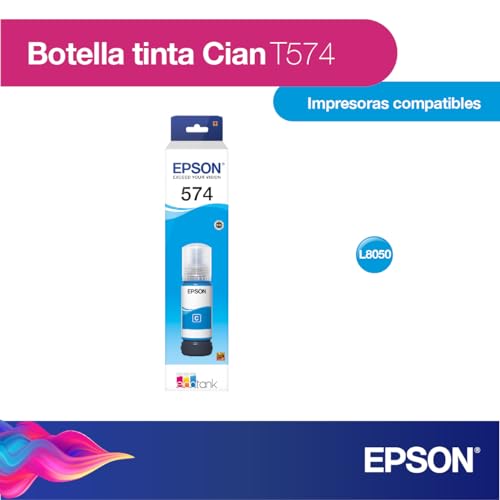 Botella de Tinta Epson Cian T574 65 Mililitros para Impresora L8050