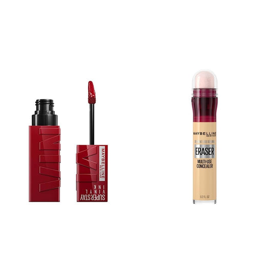 Labial líquido brillante Maybelline Super Stay Vinyl Ink Lippy + Corrector de Maquillaje Instant Age Rewind, Neutralizer, 6 ml