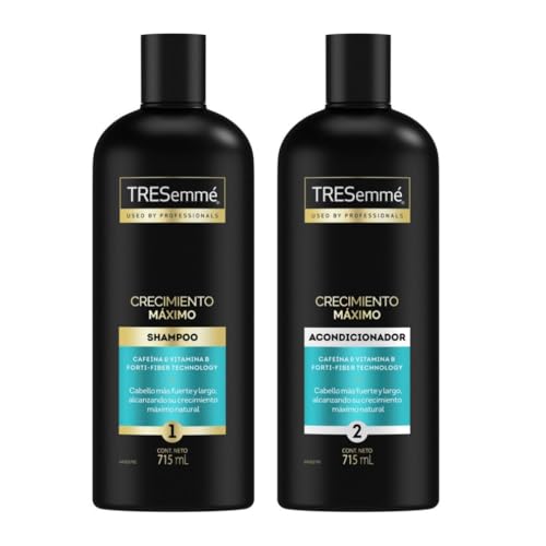 Tresemmé Shampoo sin parabenos y sin colorantes Crecimiento Máximo con cafeína y vitamina B 715 ml + TRESemme Acondicionador sin parabenos Crecimiento Máximo con cafeína y vitamina B 715 ml