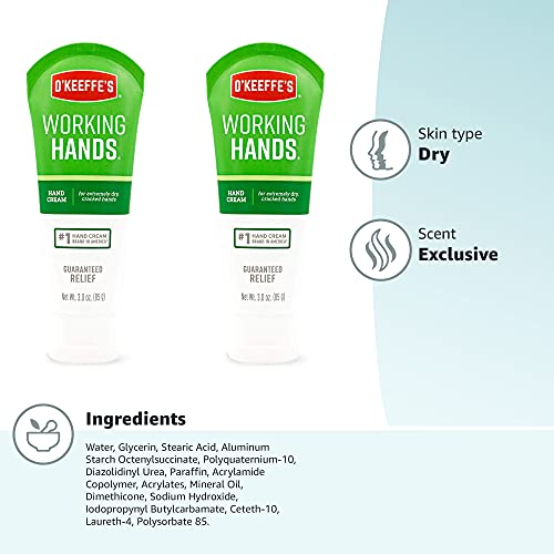 O'Keeffe's Working Hands - Crema para manos, tubo, 85 g, Tubo, Paquete de 2
