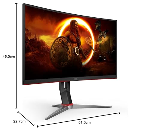 AOC C27G2Z Monitor de juego ultra rápido sin marco curvo de 27 pulgadas, FHD 1080p, 0,5 ms 240 Hz, FreeSync, HDMI/DP/VGA, altura ajustable, 3 años de garantía de píxeles muertos