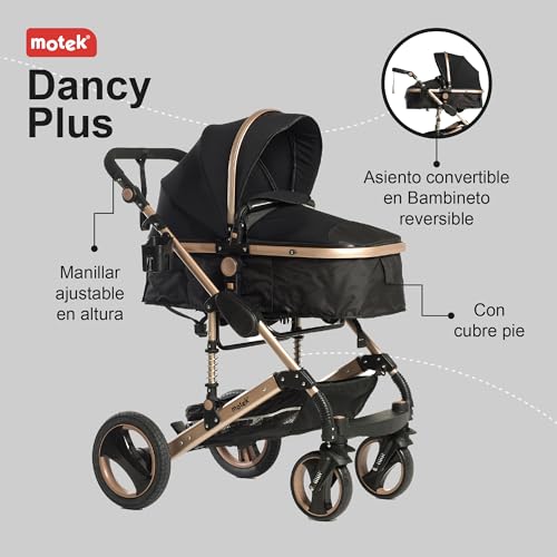 Carriola de Paseo Motek Dan Pro 2 en 1 Bambineto Chasis Aluminio Negro